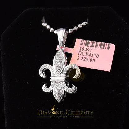 DiamondCelebritees White 925 Fleur de Lis Shape Sterling Silver Pendant with 0.50ct Cubic Zirconia