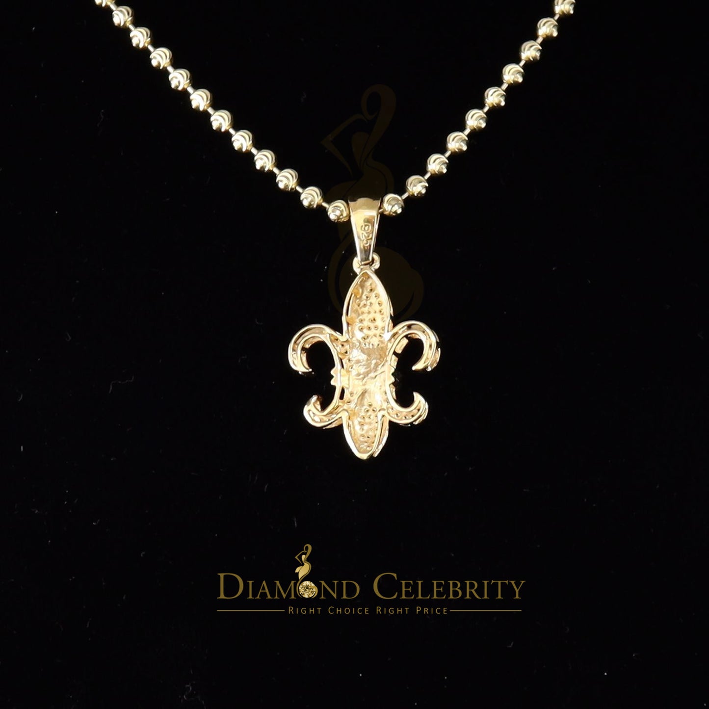 DiamondCelebritees Promise Yellow 925 Sterling Silver Fleur de Lis Pendant 0.50ct Cubic Zirconia