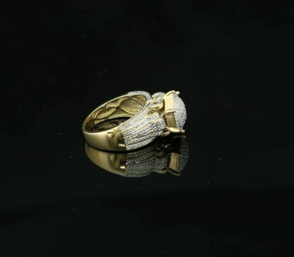 King Of Bling's 0.20 CT Real Diamond Womens 925 Sterling Silver Yellow Ring Cocktail Size 8