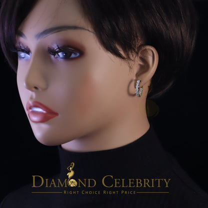 DiamondCelebritees 2.50ct Moissanite Yellow 925 Sterling Silver Women's In and Out Hoop Earrings