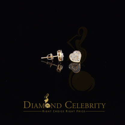 DiamondCelebritees Micro Pave 0.11ct Real Diamonds 925 Yellow Silver Women's & Men's Heart Earrings