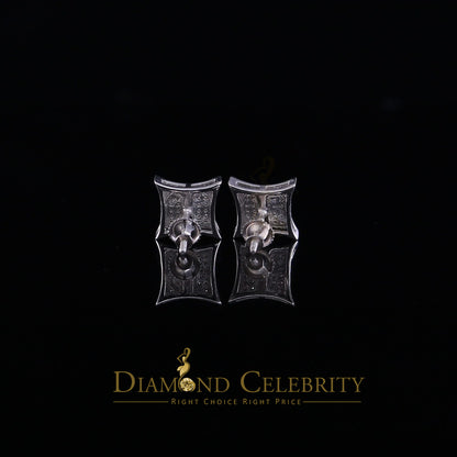 DiamondCelebritees 0.20ct Diamond 925 Sterling Silver White Square Earrings For Men's / Women's