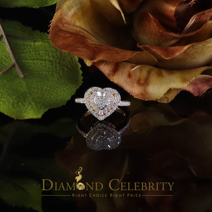 DiamondCelebritees Moissanite 925 Yellow Silver 1.00ct VVS 'D' Baguette Heart Rings Women's Size 7