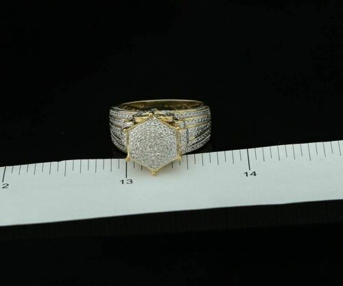 King Of Bling's 0.20 CT Real Diamond Womens 925 Sterling Silver Yellow Ring Cocktail Size 8