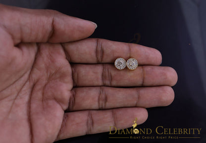 DiamondCelebritees Real 10k Yellow Gold Round Stud 0.50ct Earrings with Real Diamonds