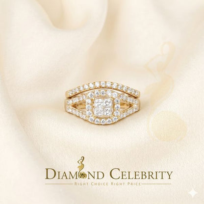 DiamondCelebritees 925 Sterling Yellow Silver Square 1.50ct Cubic Zirconia Womens Ring Size - 9