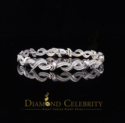 Diamondcelebritees White 0.15CT Real Diamond 925 Sterling Silver Fancy Bracelet-Size 7 Inches