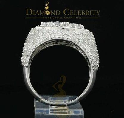 DiamondCelebritees Men's 12.5ct Cubic Zirconia white Silver Round Adjustable Ring From SZ 11 to13