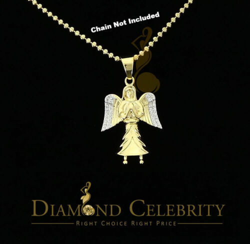 DiamondCelebritees Special Yellow Sterling Silver Praying Angel Shape Pendant with Cubic Zirconia