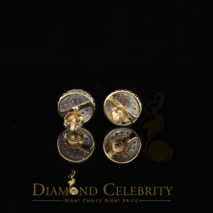 DiamondCelebritees 10K Real Yellow Gold with 0.33 CT Real Diamond Round Stud Earrings