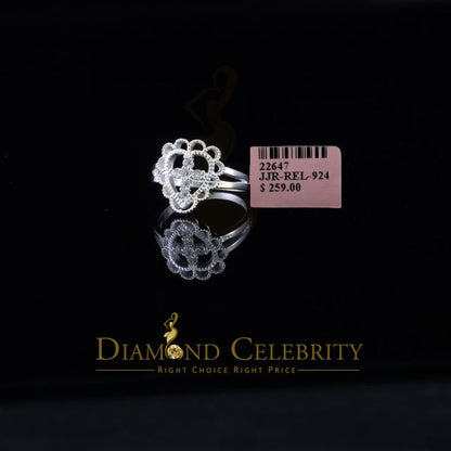DiamondCelebritees Religious White 925 Sterling Silver Cross in Heart CZ Women's Ring Size 9