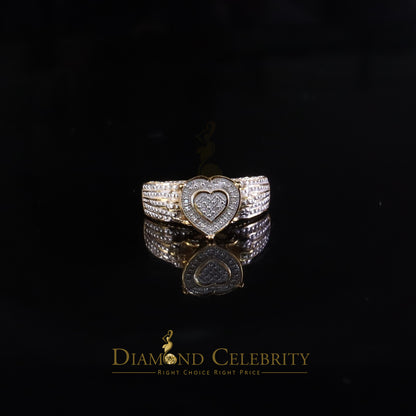 DiamondCelebritees Yellow Silver Heart Ring SZ 7 Real Diamond 0.10ct 925 Sterling Womens Engagement