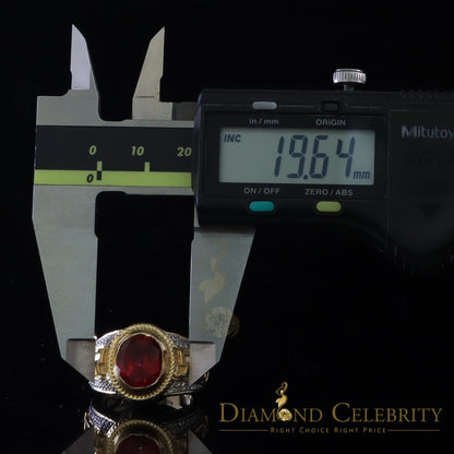 DiamondCelebritees 8.10ct Yellow Silver Oval Cubic Zirconia Men's Adjustable Ring From SZ 9 to 11