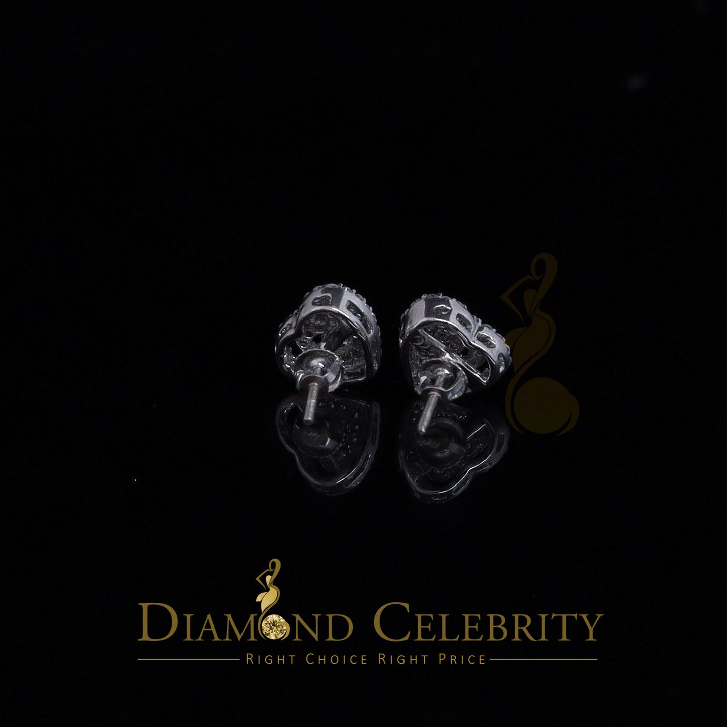 DiamondCelebritees  1.07ct Cubic Zirconia 925 White Sterling Silver Women's Hip Hop Heart Earrings