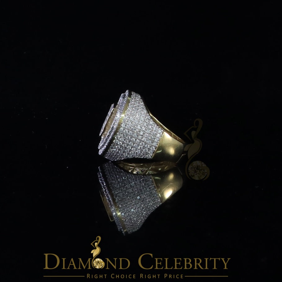 DiamondCelebritees White Sterling Silver11.50ct Cubic Zirconia Men's Adjustable Ring SZ 9.5 to11.5