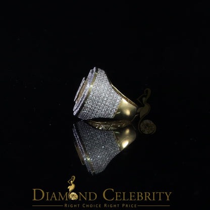 DiamondCelebritees White Sterling Silver11.50ct Cubic Zirconia Men's Adjustable Ring SZ 9.5 to11.5