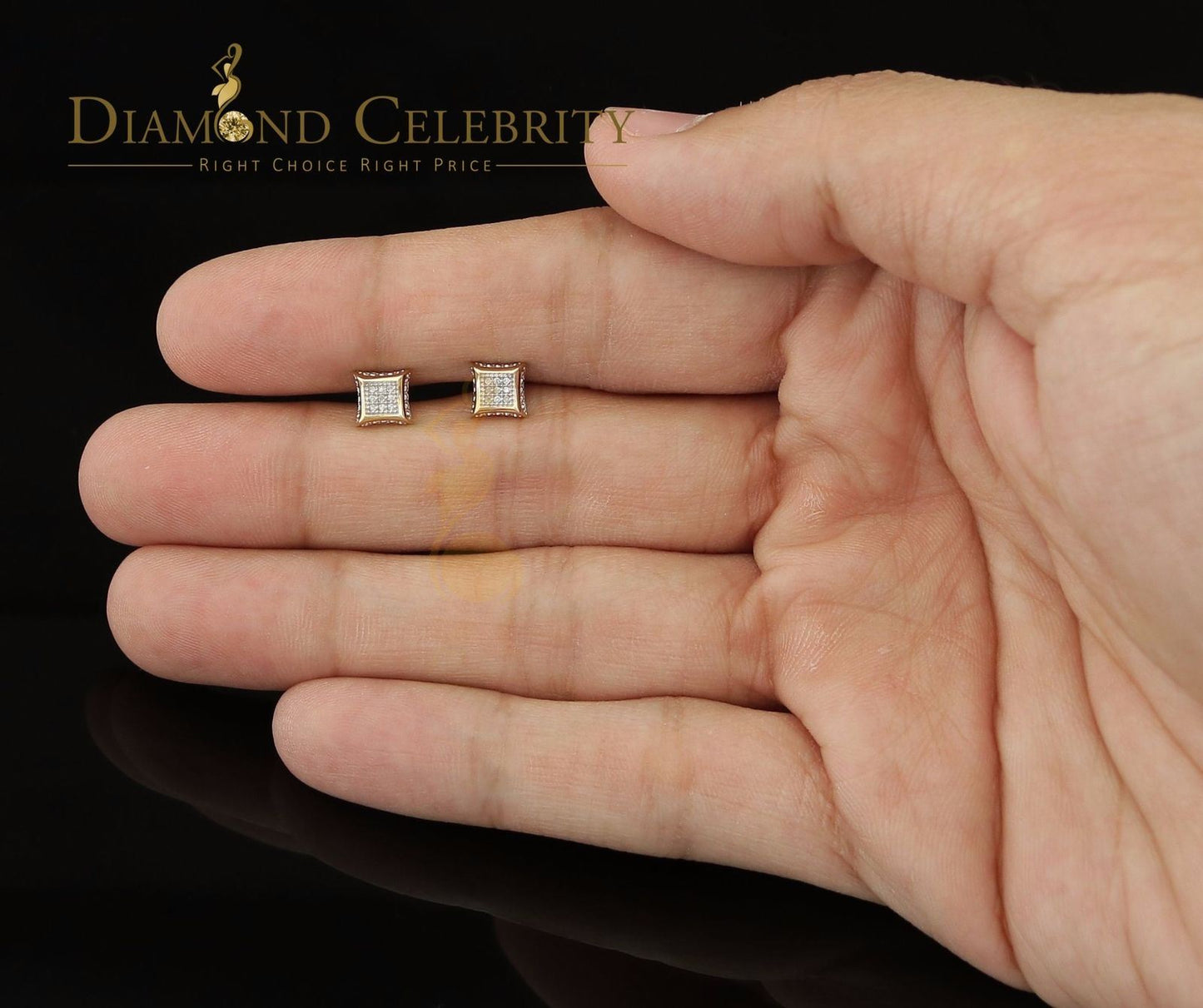 DiamondCelebritees 10K Yellow Real Gold with Real 0.05CT Diamond Men's /Ladies Stud Earring