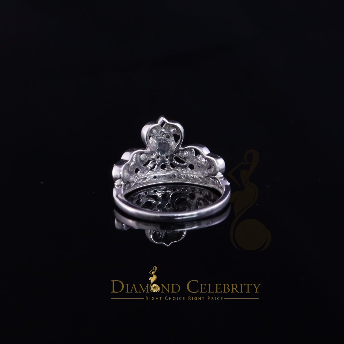 DiamondCelebritees 925 Sterling White Silver 0.61ct Cubic Zirconia Luxury Womens Crown Ring Size 7
