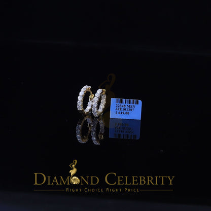 DiamondCelebritees 2.50ct Moissanite Yellow 925 Sterling Silver Women's In and Out Hoop Earrings