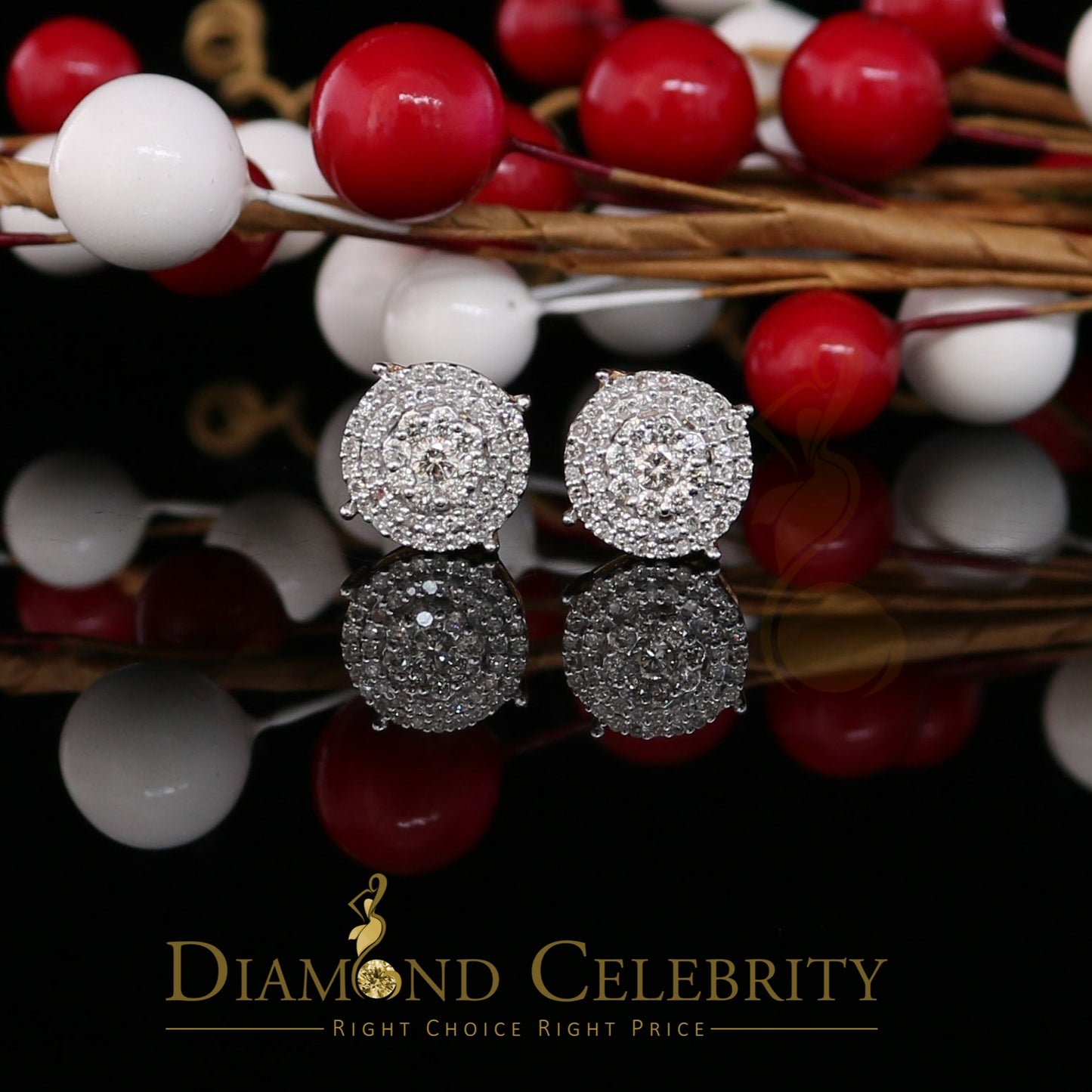 DiamondCelebritees 10K Real Yellow Gold with 0.80CT Real Diamond Men's/Women's Stud Earrings