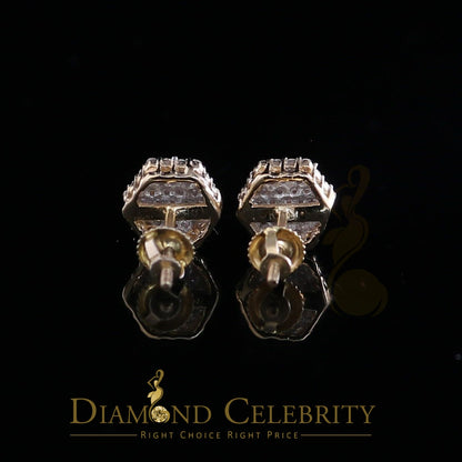 DiamondCelebritees Real Diamond 0.50CT 10K Real Yellow Gold Men's/Women's Stud Round Earring