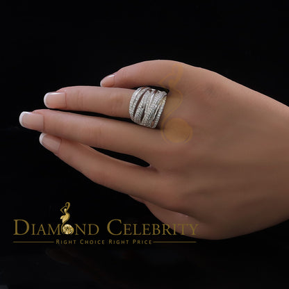 DiamondCelebritees 925 White Sterling Silver 2.50ct Multi -Rows Cubic Zirconia Women's Ring Size 7