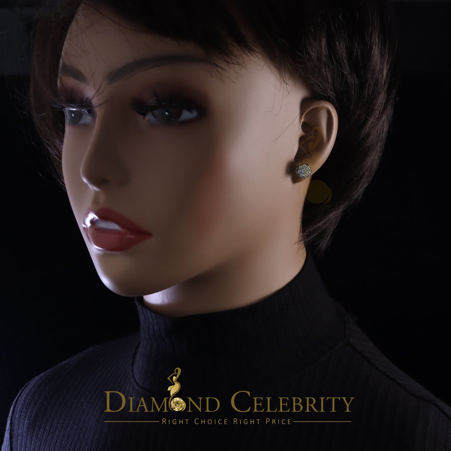 DiamondCelebritees  1.14ct Cubic Zirconia 925 White Silver Women's & Men's Hip Hop Flower Earrings