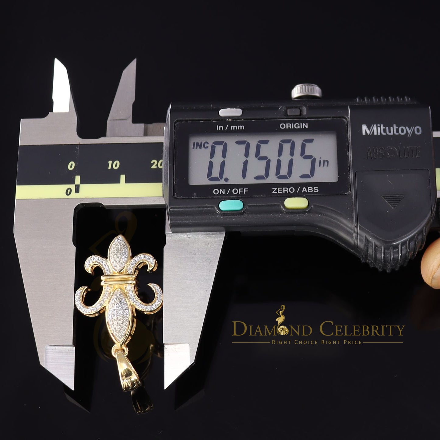 DiamondCelebritees Promise Yellow 925 Sterling Silver Fleur de Lis Pendant 0.50ct Cubic Zirconia