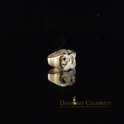 DiamondCelebritees 925 Sterling Silver Yellow Womens Ring Size 8 With Miami Cuban 0.33 CT Diamond