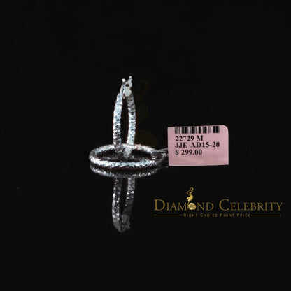 925 Sterling Silver Diamond-Cut Shimmering Honeycomb Textured 19mm Hoop Earrings