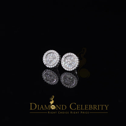 DiamondCelebritees  0.52ct Cubic Zirconia 925 White Sterling Silver Women's Hip Hop Round Earrings