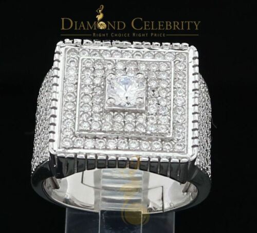 DiamondCelebritees Men's 6.25ct Cubic Zirconia White Silver Round Adjustable Ring From SZ 11 to 13