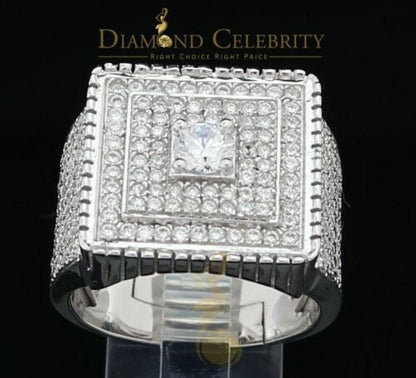 DiamondCelebritees Men's 6.25ct Cubic Zirconia White Silver Round Adjustable Ring From SZ 11 to 13