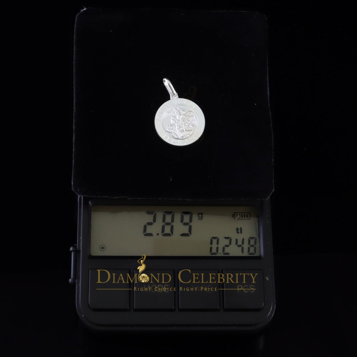 DiamondCelebritees 925 Sterling Silver White Religious Men's/Women's Saint Michael Pendant
