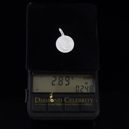 DiamondCelebritees 925 Sterling Silver White Religious Men's/Women's Saint Michael Pendant