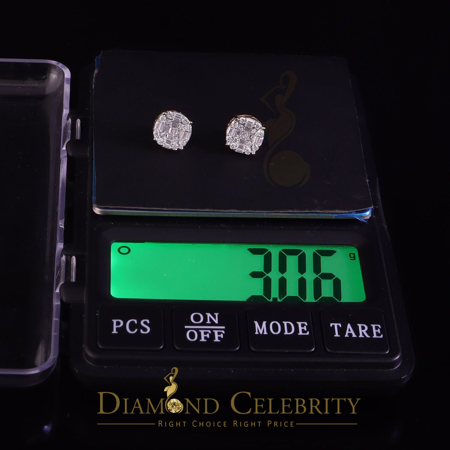 DiamondCelebritees Bugget Earrings 10k Real Yellow Gold 1.50ct Vvs 'D' Color Genuine Moissanite