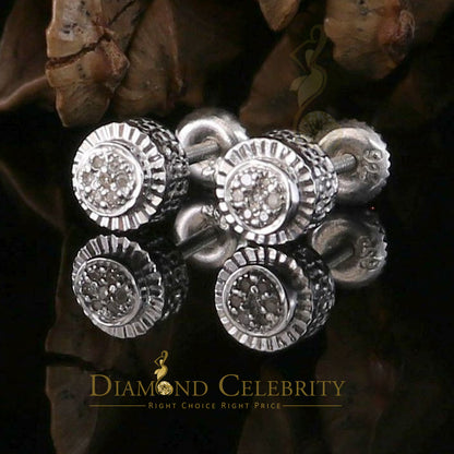 DiamondCelebritees 925 Sterling Silver 0.05ct Diamond For Women's/ Men's White Stud Round Earrings