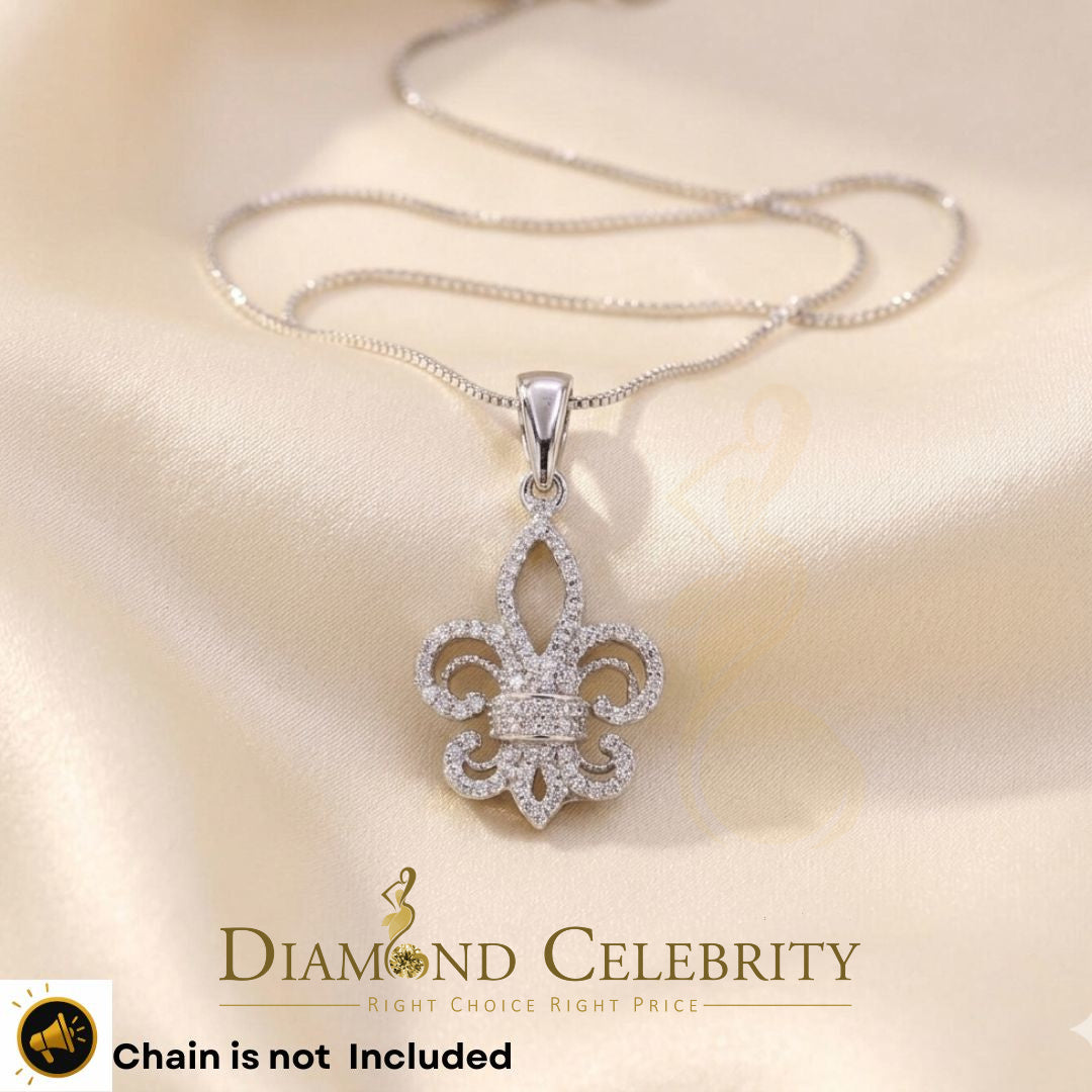 DiamondCelebritees Promise Fleur de Lis Shape White Sterling Silver Pendant 0.69ct Cubic Zirconia