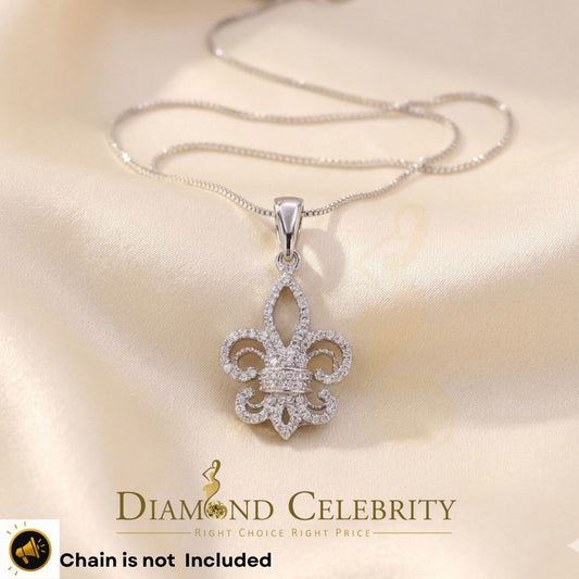 DiamondCelebritees Promise Fleur de Lis Shape White Sterling Silver Pendant 0.69ct Cubic Zirconia