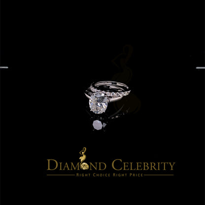 DiamondCelebritees Sterling Silver Mens/ Women Bridal Ring Oval Shape White 5.0ct Moissanite Size 8