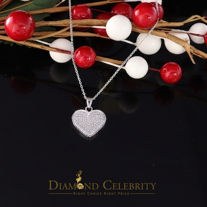 DiamondCelebritees  Real 0.25ct Diamond Sterling 925 Silver HEART Charm Necklace White Pendant