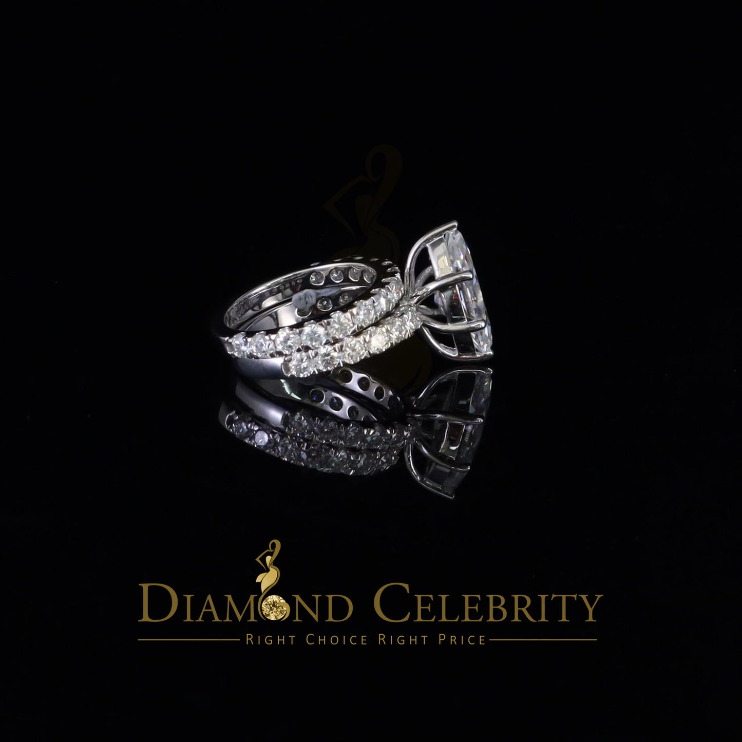 DiamondCelebritees White 8.00ct Moissanite 925 Silver Mens/Women Bridal Rings Marquise Shape Size 8
