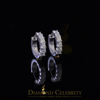 Diamondcelebritees 2.00ct Moissanite Princess White 925 Sterling Silver Women's Hoop Earrings