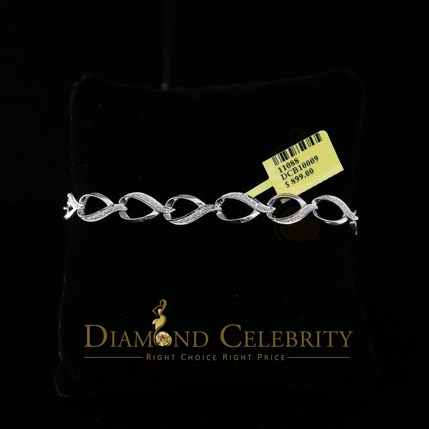 Diamondcelebritees 0.20CT Real Diamond 925 Sterling Silver White Fancy Bracelet Size 7 Inches