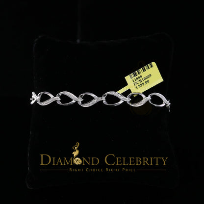 Diamondcelebritees 0.20CT Real Diamond 925 Sterling Silver White Fancy Bracelet Size 7 Inches