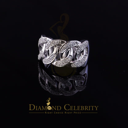 DiamondCelebritees 0.85ct Cubic Zirconia Stone White 925 Sterling Silver Cuban Men's Ring Size 10