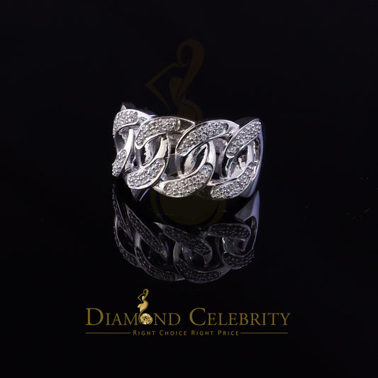 DiamondCelebritees 0.85ct Cubic Zirconia Stone White 925 Sterling Silver Cuban Men's Ring Size 10