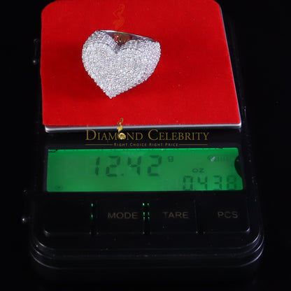 DiamondCelebritees Sterling Men's 925 White Silver 5.00ct VVS 'D' Moissanite Heart Ring Size 8