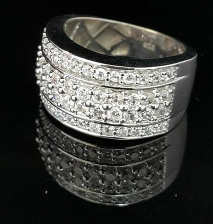 DiamondCelebritees 925 Sterling White Silver 6.0ct Cubic Zirconia Wide Round Womens Ring Size 7