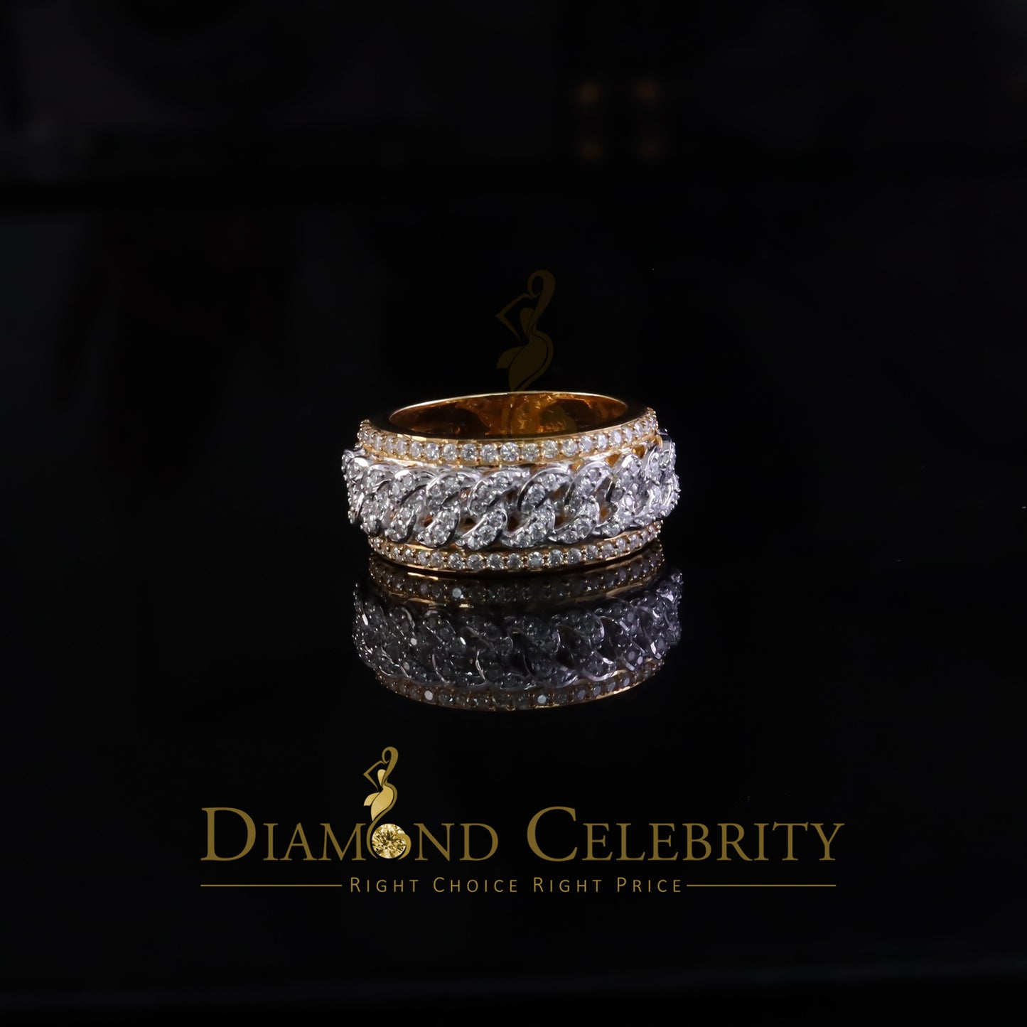 DiamondCelebritees 1.50ct VVS 'D' Silver Yellow For Men's & Women's Band Moissanite Ring Size 8